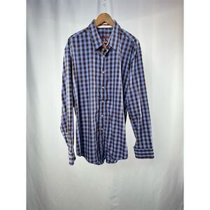 Robert Graham‎ X Checkered Long Sleeve Button-Down Shirt in Blue Brown Size 2XL